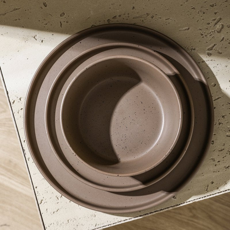 16-Piece Brown Matte Stoneware Dinnerware Set - Celina