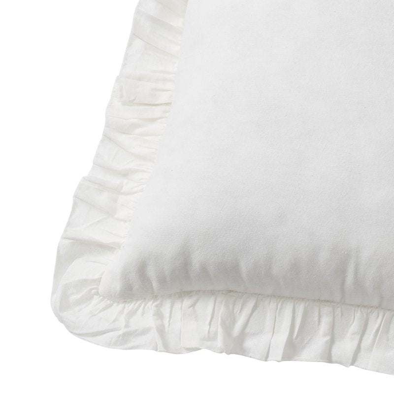Ivory 18x18 Ruffle Cotton Decorative Pillow - Farmhouse Style