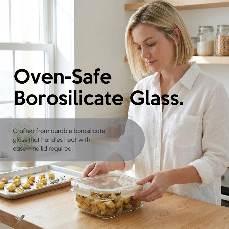 Glass Rectangular Food Storage Container with Expandable Silicone Lid