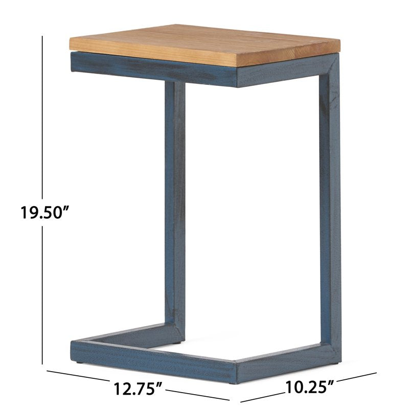 Outdoor Firwood Accent Table - Versatile C-Shape Design