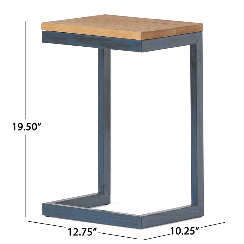 Outdoor Firwood Accent Table - Versatile C-Shape Design