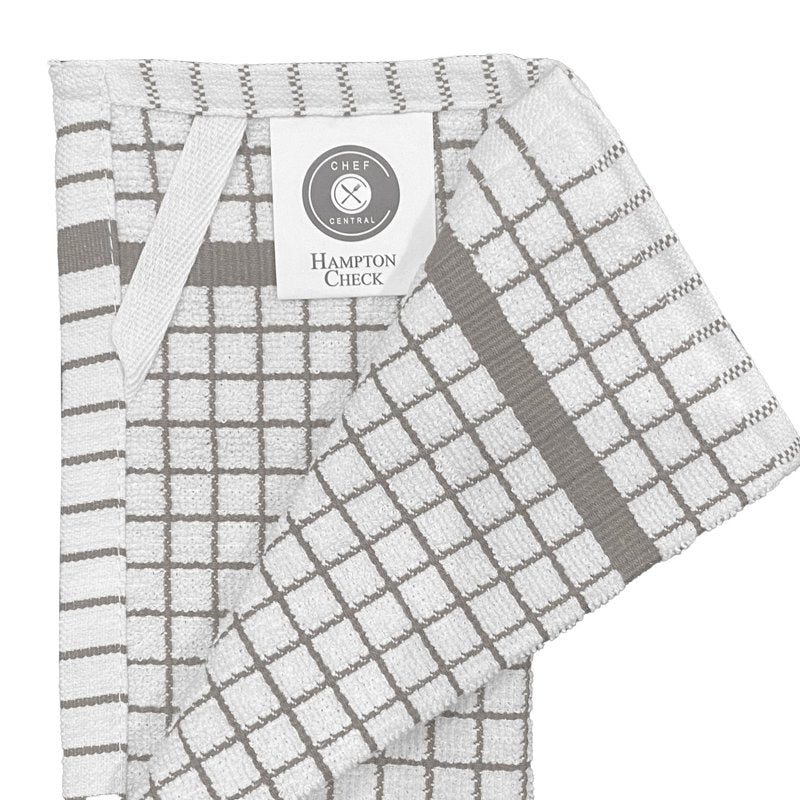 Hampton 16-Piece Check Dishcloth Set - Grey