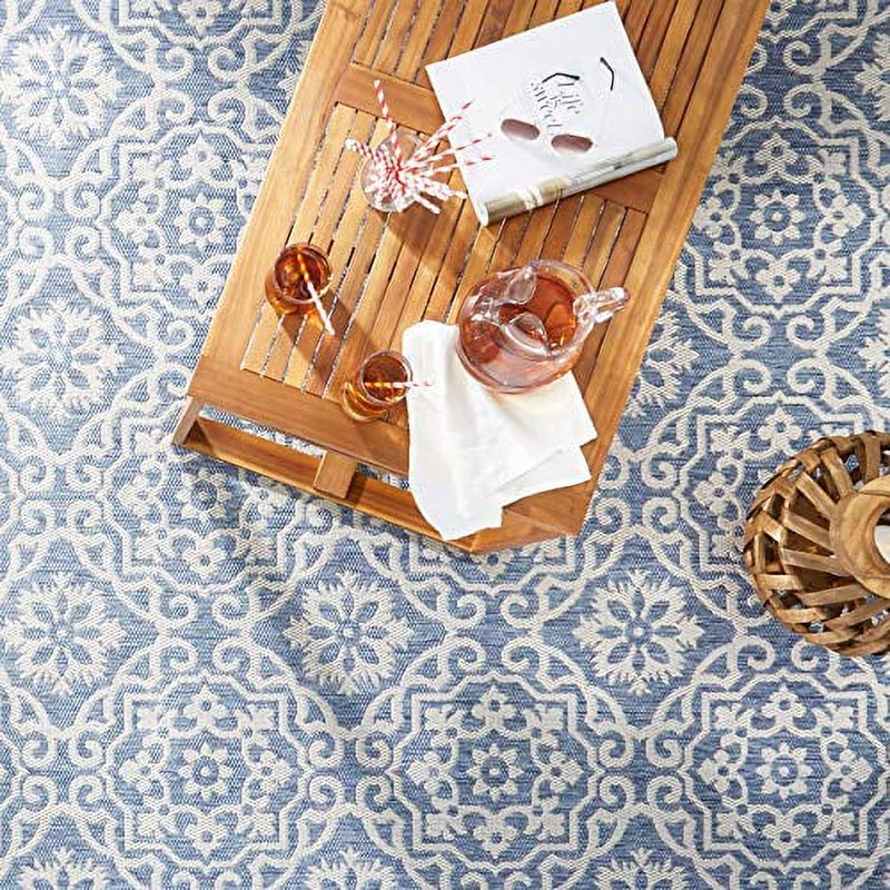 Nicole Miller New York Patio Country Danica Geometric Indoor Outdoor Area Rug - 5'2" x 7'2" - Blue Grey