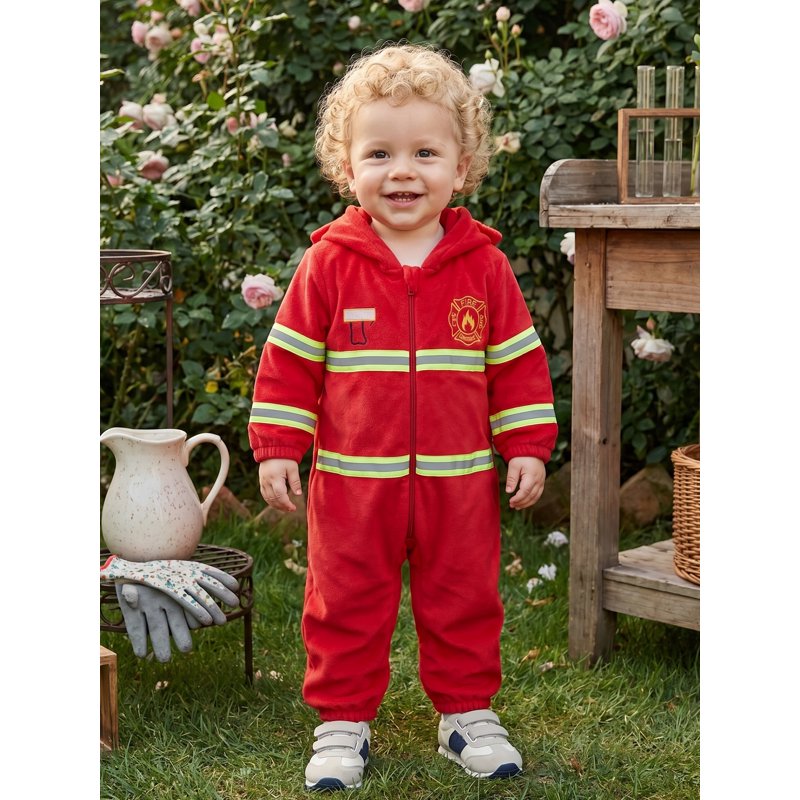 Toddler Firefighter Costume Romper - Red 12-18 Months Halloween Kids Dress-Up
