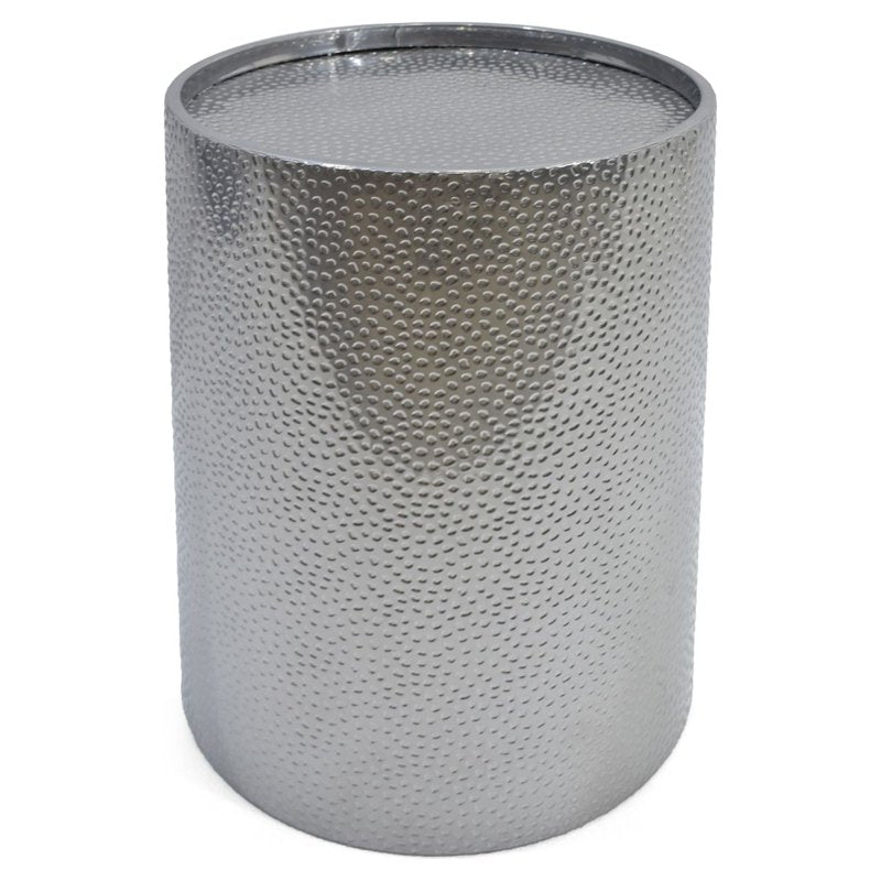 22.25" Silver Hammered Accent Table - Contemporary Design