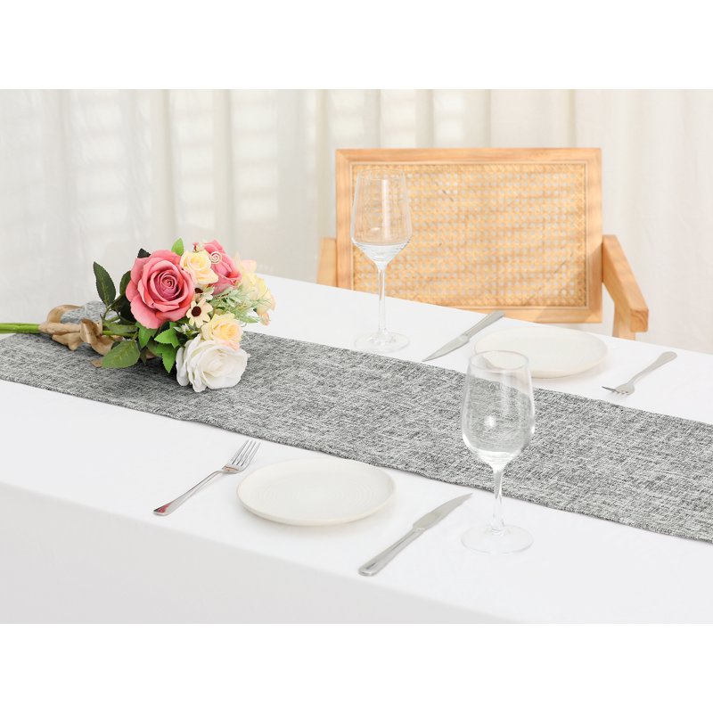 Solid Color Table Runner - Grey 12" x 71" - Linen Fabric