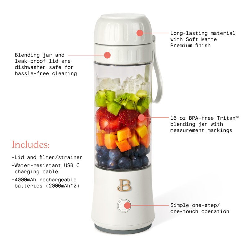 Portable To-Go Blender 2.0 - 16 oz, 70W, White Icing