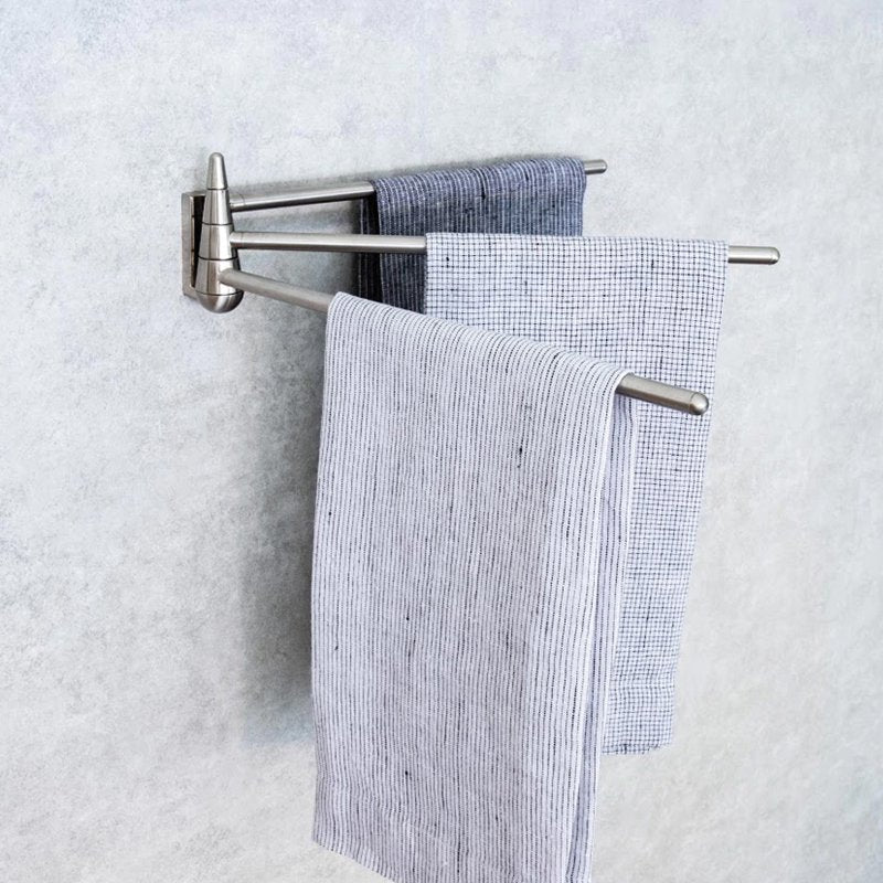 Stainless Steel 3-Arm Wall Mount Towel Bar - Space Saving Bathroom Accessory