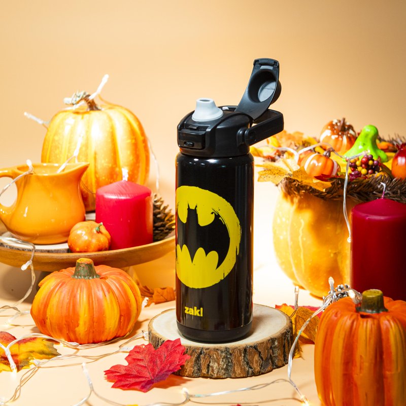 20oz Kids Straw Water Bottle - Stainless Steel Insulated Batman Black