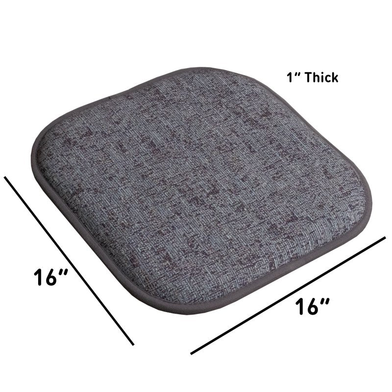 Memory Foam Chair Pad Cushions - 16x16, No Slip Back, 4-Pack, Multi-Blue