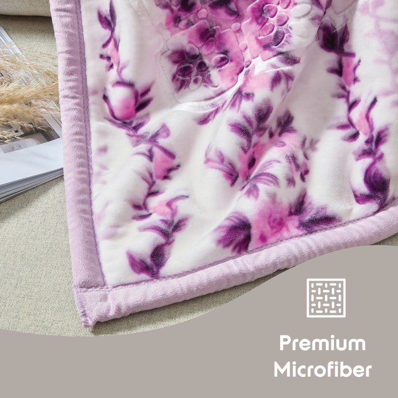King Size Korean Mink Blanket - Lavender, 87x94 Inches, Heavy 2-Ply Winter Bed Cover - Reversible Raschel Throw