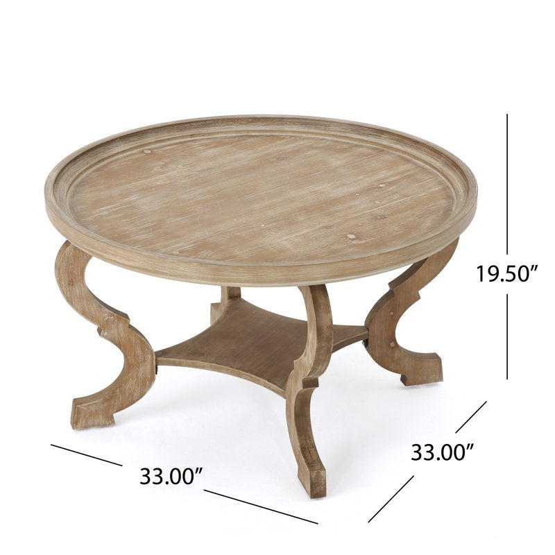 Faux Wood Circular Coffee Table - Natural Finish, 33"