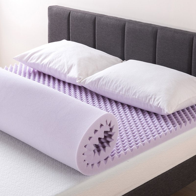 2-Inch Egg Crate Lavender Memory Foam Mattress Topper - Full Size