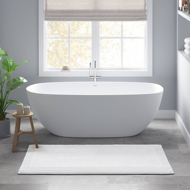 White Reversible Cotton Bath Rug 24x60 Inch 3000 GSM Ultra Plush Reversible Bathroom Mat