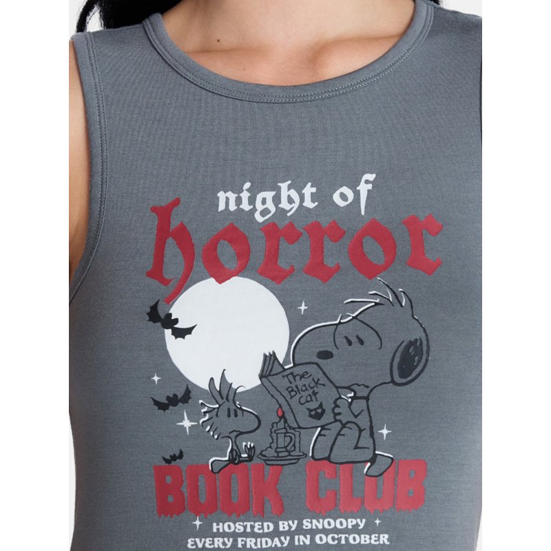 Peanuts Snoopy Horror Book Club Sleep Tank Top S Sedona Sage - Plus Size XS-3X