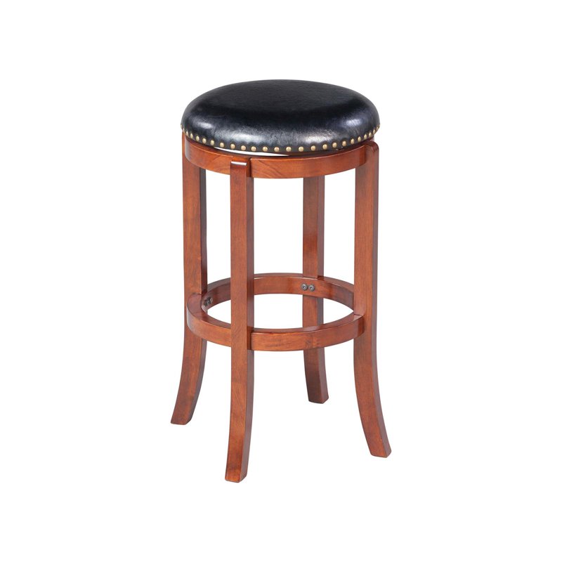 Backless Swivel Counter Stool - 24in Black Faux Leather