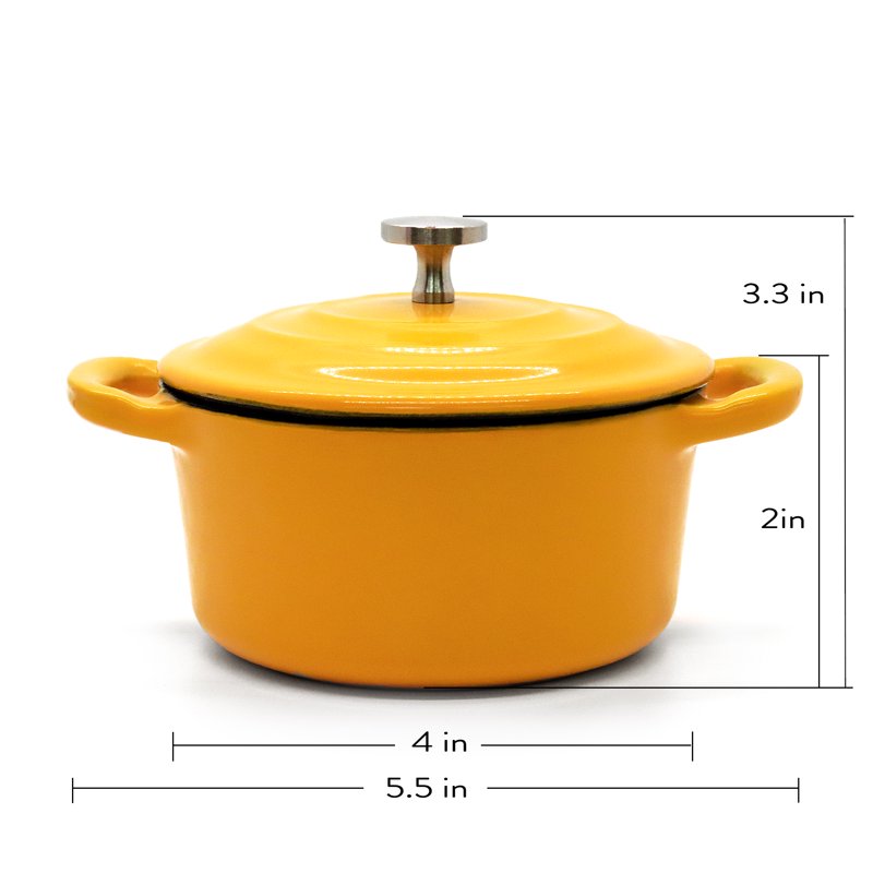 Mini Cast Iron Cocotte with Lid - 5.5-Inch, 3 Colors