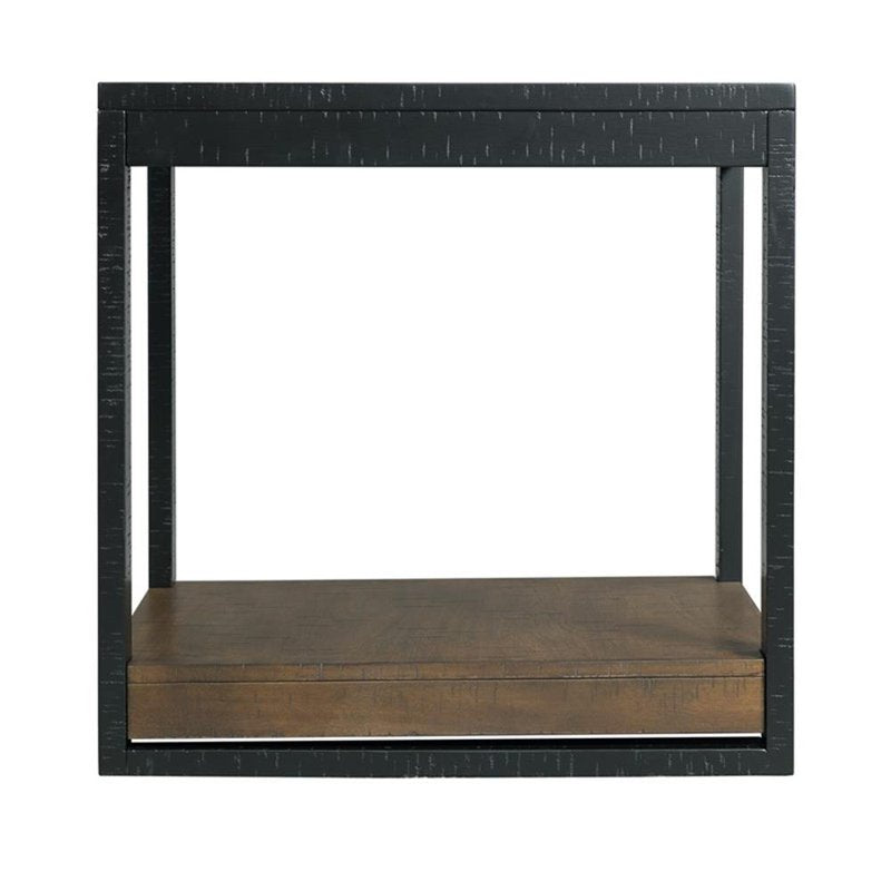 Square End Table with Walnut Finish and Shelf