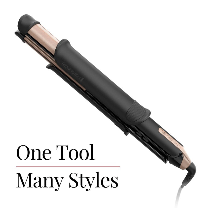 2-in-1 Multi Styler Curling Iron & Hair Straightener - Black Gold