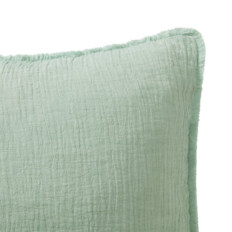 Oversized Cotton Gauze Fringe Throw Pillow - Seafoam Green, Soft Sea - 22x22"