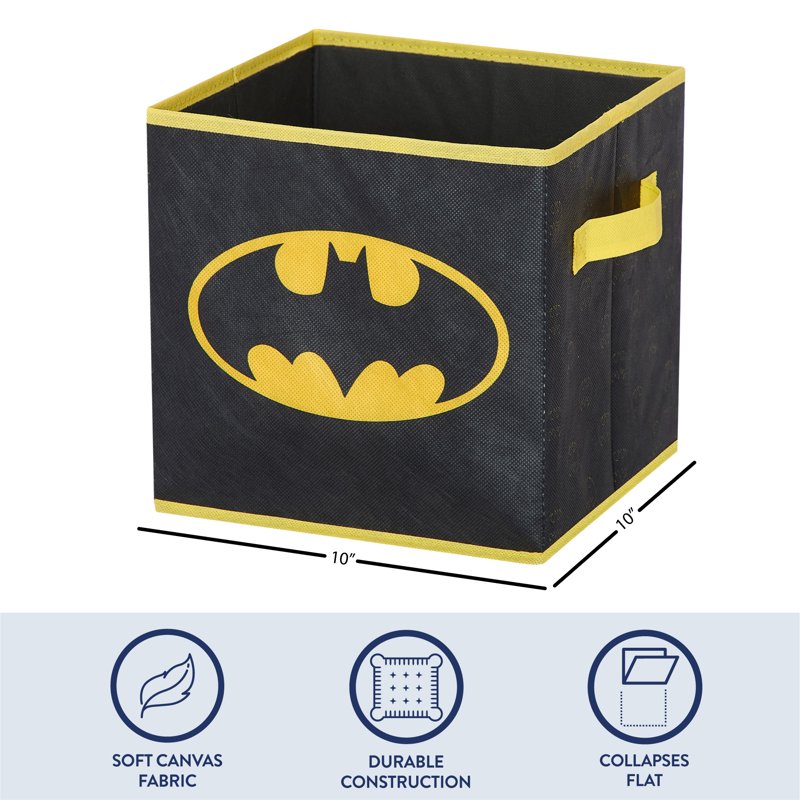 Batman Kids' 2-Pack 10x10 Storage Cubes with Handles - Toy & Closet Organizer