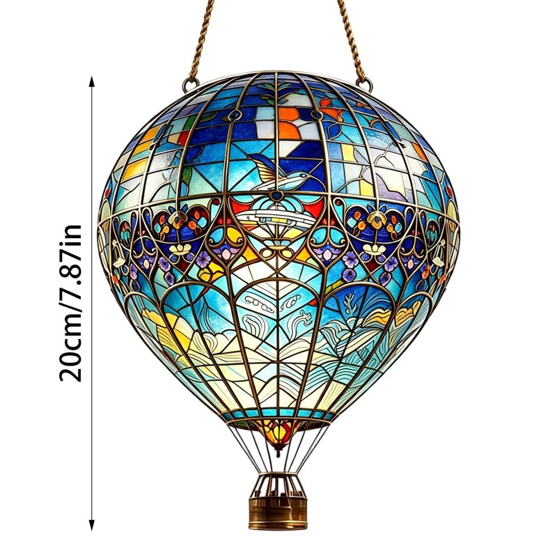 Hot Air Balloon Acrylic Ornament - Window & Garden Hanging Decor - Variation 051