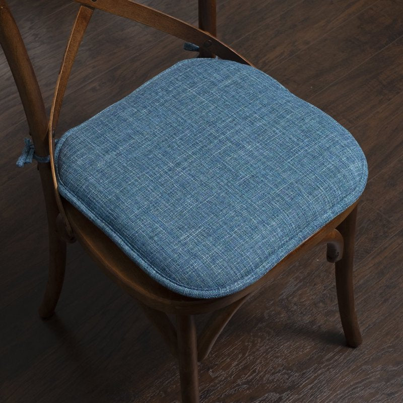 Memory Foam Non-Slip Chair Cushion Pad with Ties - 2-Pack Blue Multi