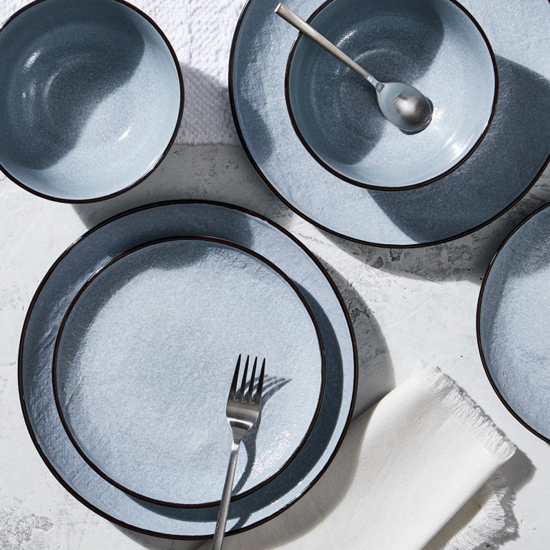 12-Piece Denim Stoneware Dinnerware Set - Service for Four