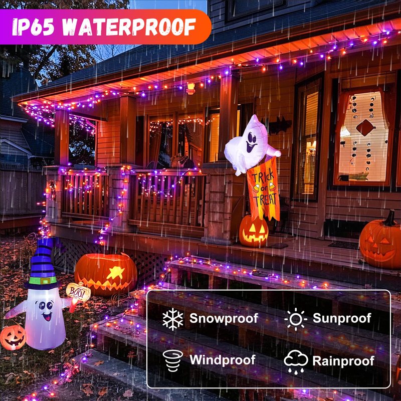 Magotan 600 LED Halloween String Lights - Purple & Orange, 200 ft Waterproof Outdoor Indoor Decor - Variation of THIS listing