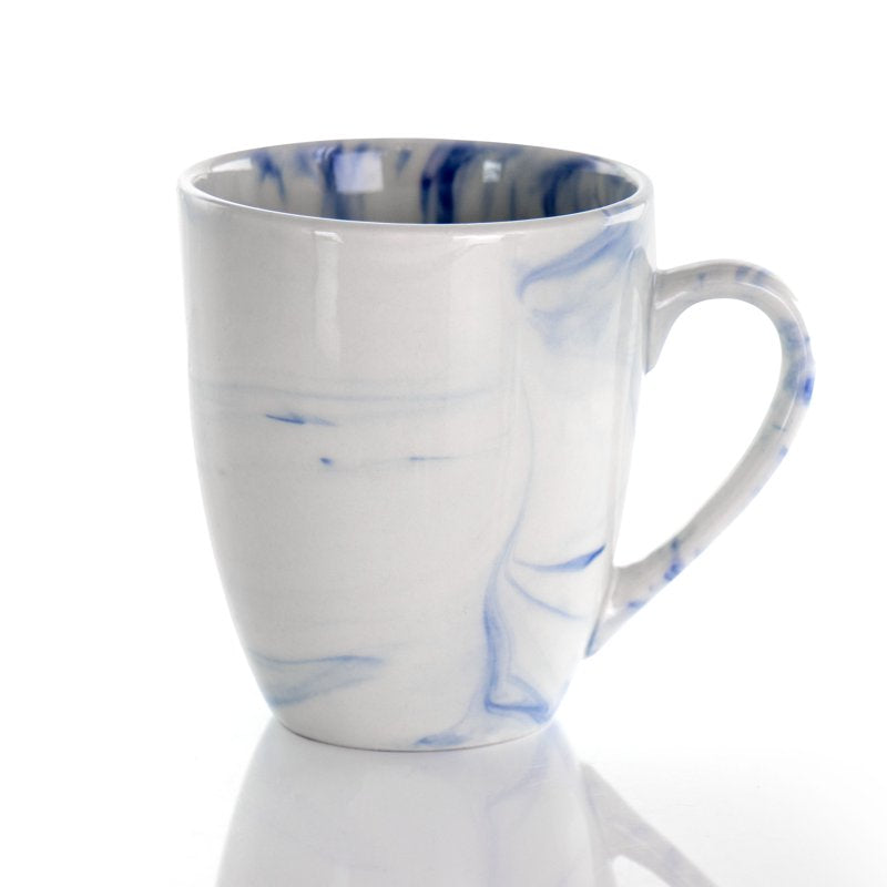 16 Piece Blue & White Marble Stoneware Dinnerware Set