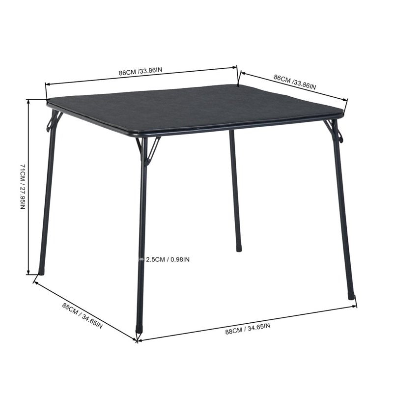 34-Inch Square Folding Table - Portable Black Card Table