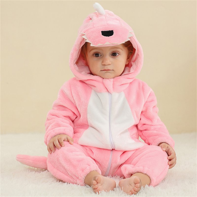 Pink Dinosaur Baby Romper - 12-18 Months Unisex Animal Costume for Winter & Fall