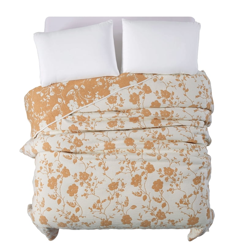 Reversible Floral Gauze Quilt King Amber Yellow/White - The Pioneer Woman