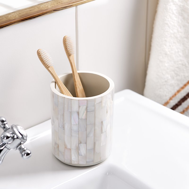 Pearlescent Bathroom Toothbrush Holder - Resin with Mother of Pearl Finish