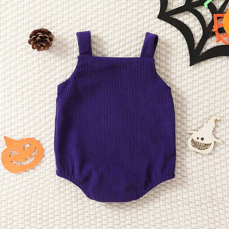 Baby Girl Halloween Romper Set with Pumpkin & Ghost Print - Purple 3-6 Months