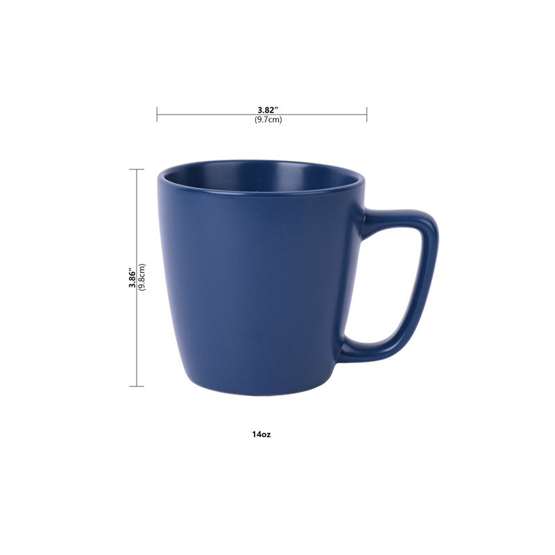 Matte Blue Stoneware Mug - 14oz Coffee & Tea Cup