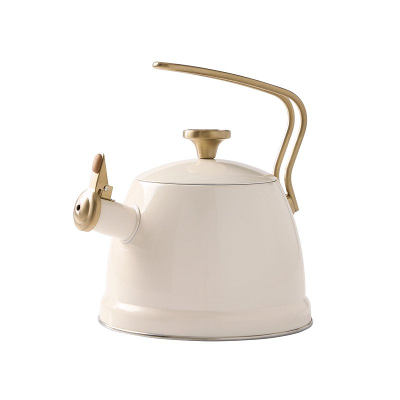2-Quart Cream Stainless Steel Whistling Tea Kettle