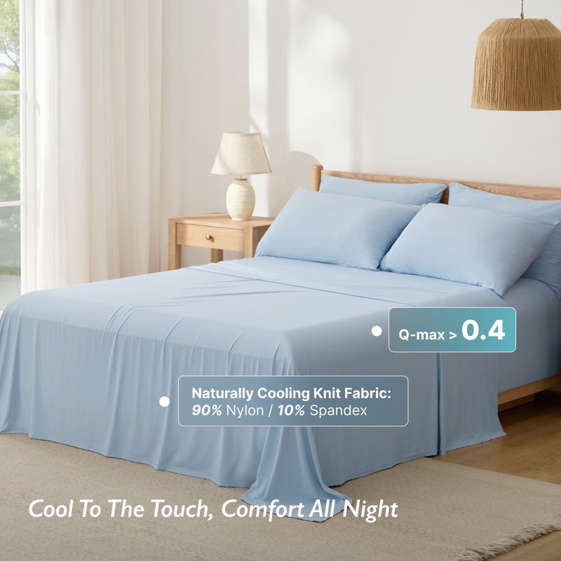 Breescape Essentials B-Cool Cooling Bed Sheets Set - Queen, Blue