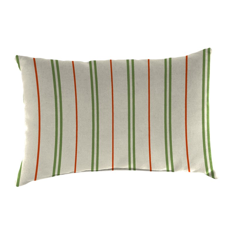 Outdoor Lumbar Throw Pillow Set - Gallan Cedar Grey Stripe, 12x18 Inches, 2 Pack