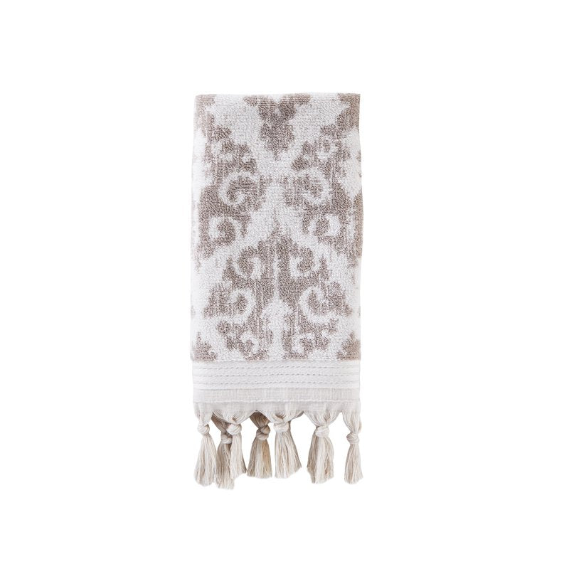 Mirage Fringe Hand Towel 2-Pack - Taupe, 16 x 26 Inches | Reversible Jacquard Design