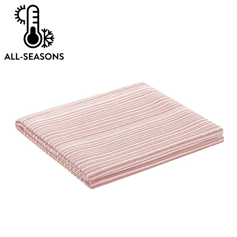 King Reversible Stripe Quilt - Red Rust Lightweight Bedding