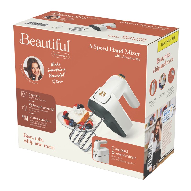6-Speed Electric Hand Mixer - White Icing