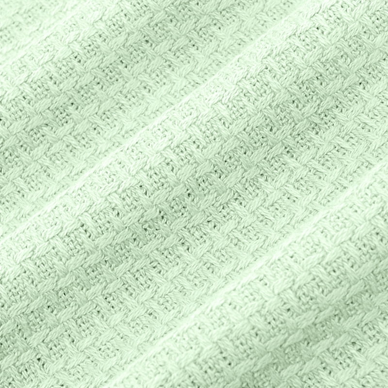 King Cotton Houndstooth Stitch Blanket - Mint, 100% Cotton, Breathable