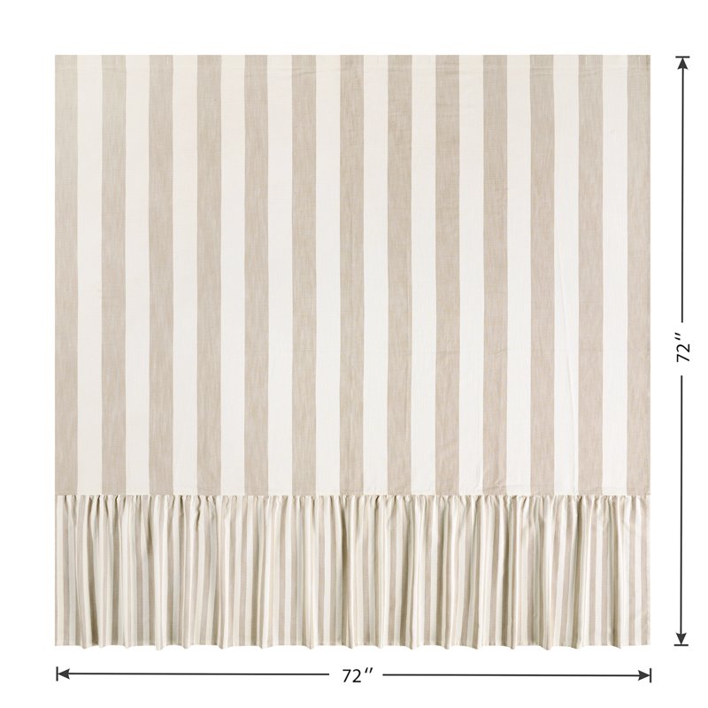 Fawn Stripe Shower Curtain - Match & Mix with Ruffled Hem, 72x72 in