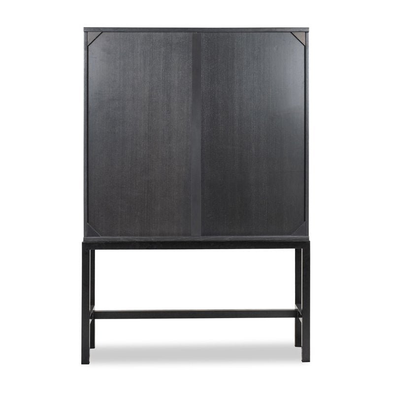 Ezra China Cabinet - Rich Black Finish with Glass Doors