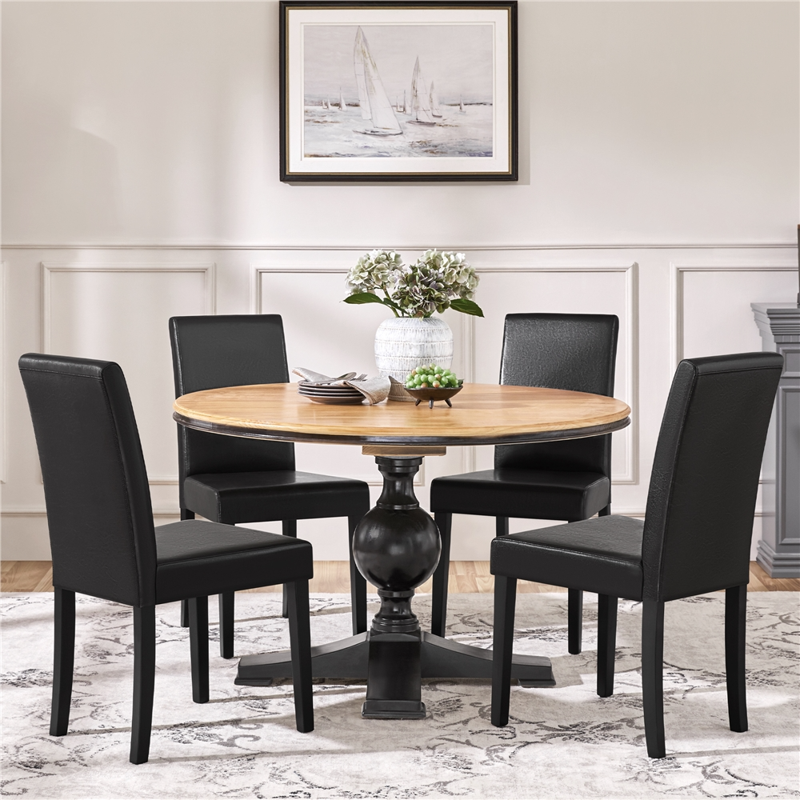 High Back Padded Tufted Dining Chairs Set of 4 - Black