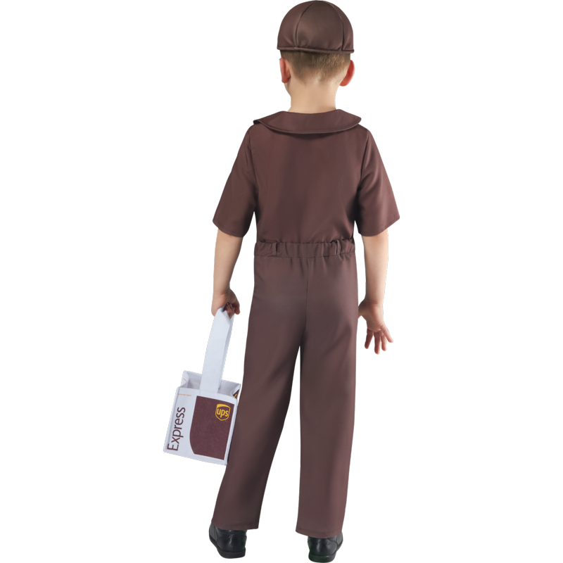Toddler UPS Halloween Costume 3T-4T Delivery Driver Outfit with Pail