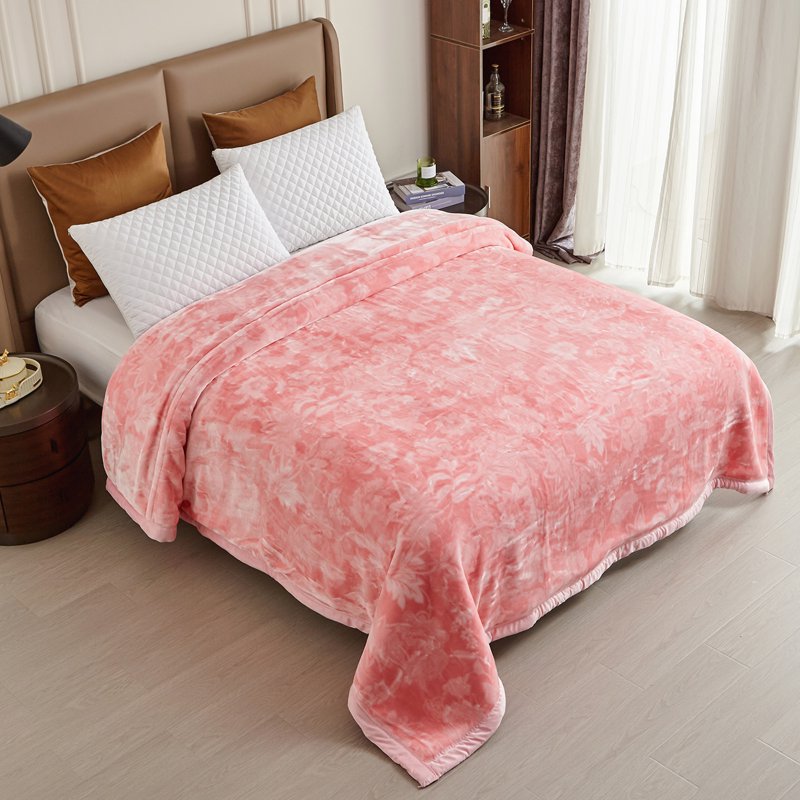 Pink King Size Heavy Mink Fleece Blanket 10.5lbs Winter Bedspread 87x94