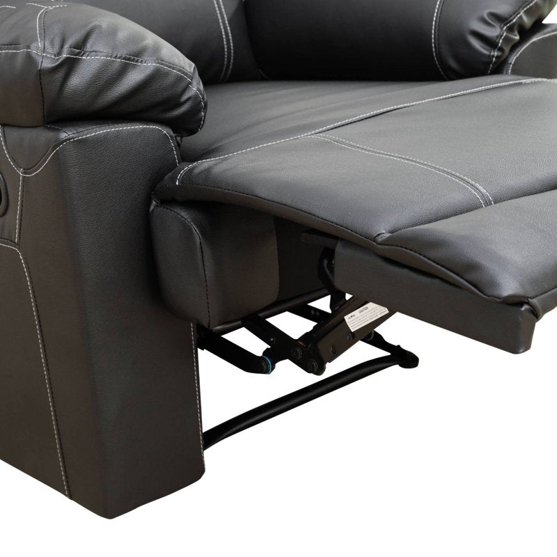 Manual Recliner Chair with Overstuffed Arms - Vegan Leather