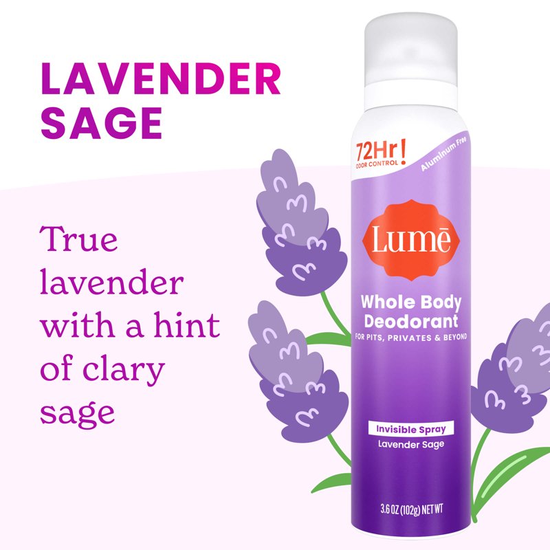 Whole Body Deodorant Spray, Aluminum-Free 72-Hour Odor Protection, Lavender Sage